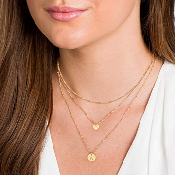 Personalized Aisansty Gold Heart Initial Necklaces for Women