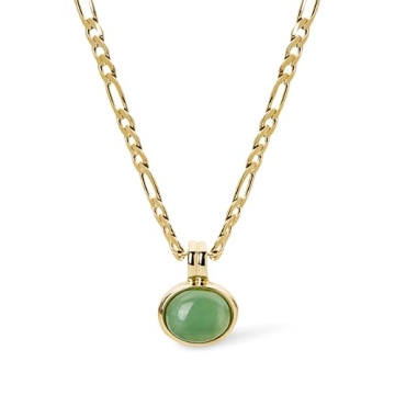 Ana Luisa Gold Gemstone Necklace - Meesh - 14K Gold Plated Necklace With Green Stone Pendant - Hypoa...