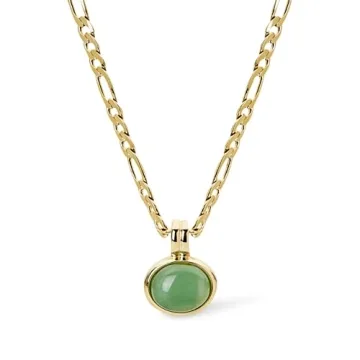 Ana Luisa Gold Gemstone Necklace - Meesh - 14K Gold Plated Necklace With Green Stone Pendant - Hypoa...