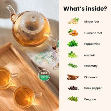 Gardenika Organic Loose Leaf Tea, Herbal, Caffeine Free, Kosher, Ayurvedic, Wellness, Immune, Sleep,...