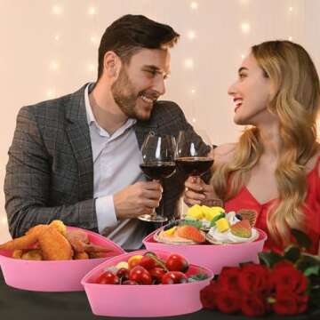 Yerliker 6 Pieces Valentine's Day Heart Shaped Storage Containers 22 oz / 650 ml Heart Shaped Box Plastic Storage Box with Lids Reusable Dessert Containers for Food Fruit Vegetable (Pink)