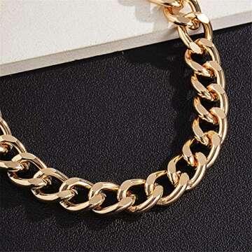 Ingemark Cuban Chunky Link Chain Choker Unisex Punk Style Thick Wide Necklace Jewelry (S3 Golden)