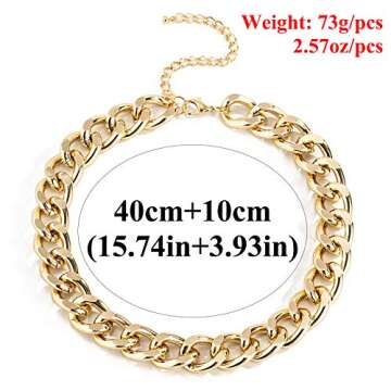 Ingemark Cuban Chunky Link Chain Choker Unisex Punk Style Thick Wide Necklace Jewelry (S3 Golden)