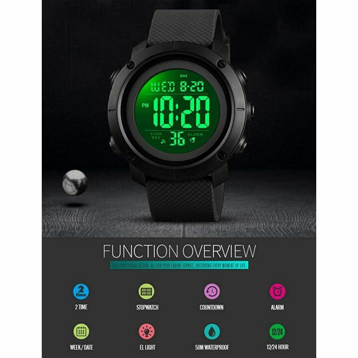 Big Boys Digital Sports Waterproof Watch (Black)