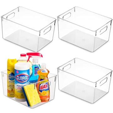 Pack Of 4 Plastic Kitchen Organization Pantry Storage Bins - Fridge Organizer Household Food Baskets...