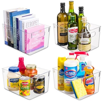 Clear Plastic Storage Bins for Home Organization Set of 4