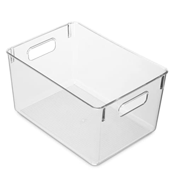 Clear Plastic Storage Bins for Home Organization Set of 4