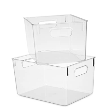 Clear Plastic Storage Bins for Home Organization Set of 4
