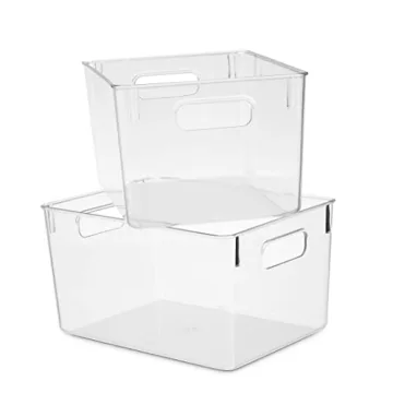 Clear Plastic Storage Bins for Home Organization Set of 4
