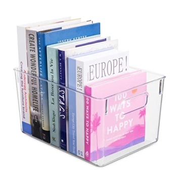 Clear Plastic Storage Bins for Home Organization Set of 4