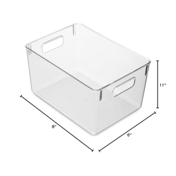 Clear Plastic Storage Bins for Home Organization Set of 4