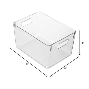 Clear Plastic Storage Bins for Home Organization Set of 4