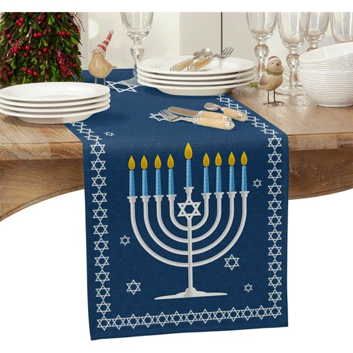 Chanukah Table Runner - 13x70 Menorah Home Decor