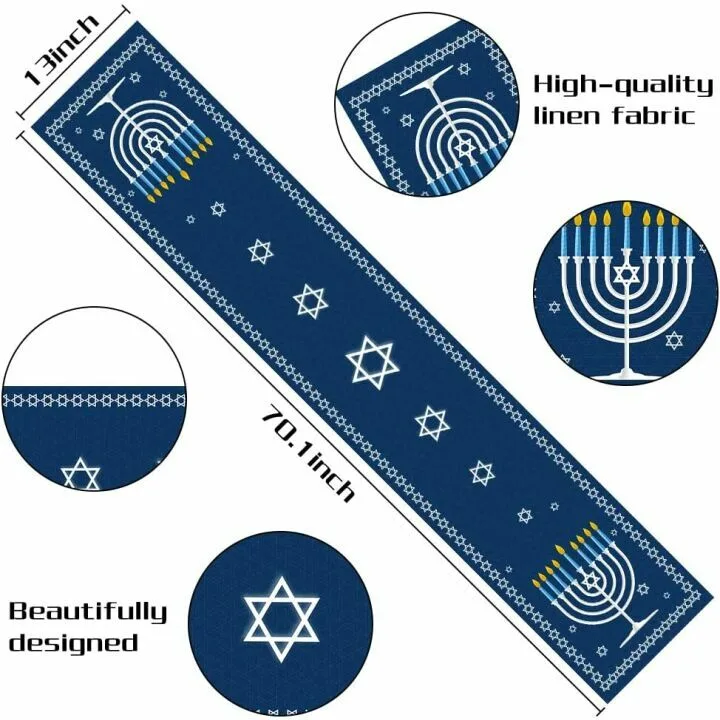 Chanukah Table Runner - 13x70 Menorah Home Decor