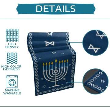 Chanukah Table Runner - 13x70 Menorah Home Decor