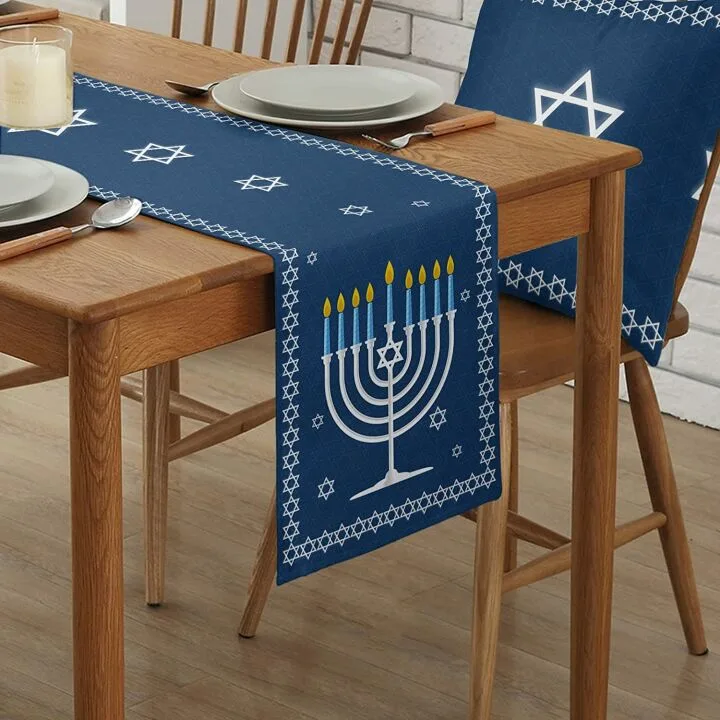 Chanukah Table Runner - 13x70 Menorah Home Decor