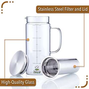 BTaT- Cold Brew Coffee Maker, Iced Coffee Maker, 1 Quart, 32 oz, Iced Tea Maker, Cold Brew Maker, Tea Pitcher, Coffee Accessories, Iced Tea Pitcher, Cold Brew System, Cold Brew Pitcher