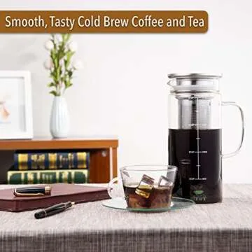 BTaT- Cold Brew Coffee Maker, Iced Coffee Maker, 1 Quart, 32 oz, Iced Tea Maker, Cold Brew Maker, Tea Pitcher, Coffee Accessories, Iced Tea Pitcher, Cold Brew System, Cold Brew Pitcher