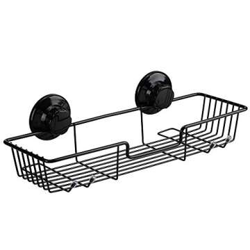 SANNO Suction Cups Shower Caddy, Bathroom Storage Combo Organizer,Rustproof Wire Basket for Kitchen Bathroom Accessories - Stainless Steel,Black