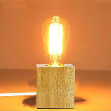 Industrial Wooden Table Lamp - Vintage Minimal Style- Home Decor Furniture - Lamp Wood Base-6 ft Cor...