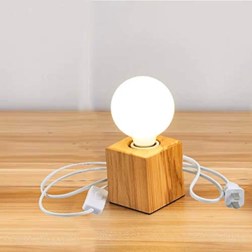 Vintage Industrial Wooden Table Lamp for Home Decor