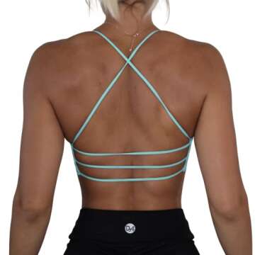Daylan ATHLETICA 3-Strap Backless Sports Bra Bright Turquoise