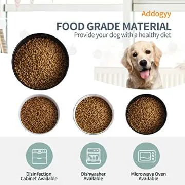 Addogyy Black Dog Bowl Ceramic for Medium Large Breed, Heavy Weighted Dog Food Water Feeder Dish, Non - Slip Modern Cute Extra Big Porcelain 8 in Pet Bowl Maze