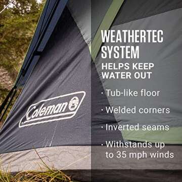 Coleman Skydome Dark Room Tent, 4/6/8/10 Person Family Tent Blocks 90% of Sunlight & Sets Up in 5 Minutes, Weatherproof Tent Offers 20% More Headroom