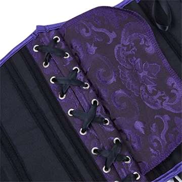 Arplvf Underbust Corset Tops for Women Plus Size Corsets and Bustiers Shapewear Outfit Black Purple XS