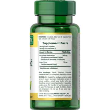 Nature's Bounty Horny Goat Weed with Maca, Herbal Health Supplement, 60 Capsules