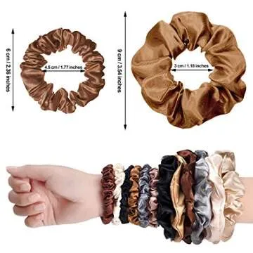 Hanaive 48 Pieces Satin Silk Scrunchies - Elastic Hair Bands, Hair Ties, Ponytail Holders, and Hair Decor in Lovely Colors for Women and Girls