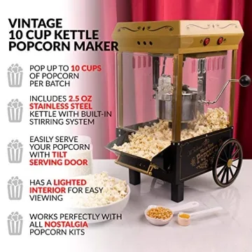 Vintage Table-Top Popcorn Maker, 10 Cups, Easy to Use