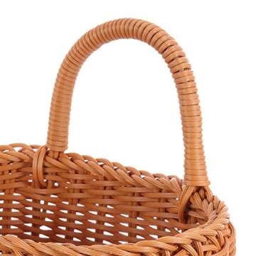 Basket Woven Artificial Wicker Hanging Basket Woven Seagrass Wall Storage Basket Decorative Farmhous...
