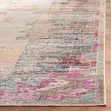 SAFAVIEH Crystal Collection Area Rug - 8' x 10', Light Grey & Purple, Boho Tribal Distressed Design, Non-Shedding & Easy Care, Ideal for High Traffic Areas in Living Room, Bedroom (CRS517P)