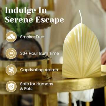 Luxanna Decor - Artistic Palm Leaf Soy Candle, Aesthetic Home Décor, Trendy Minimalist Design, Long-Lasting Lavender Scented Candle, Perfect for Gifts & Special Occasions (White)