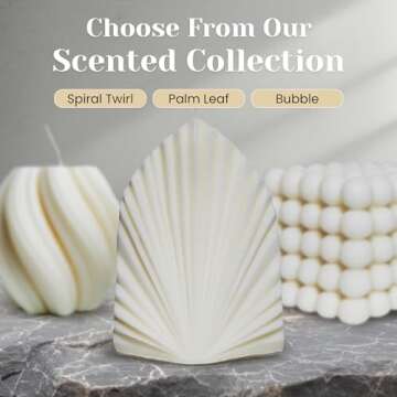 Luxanna Decor - Artistic Palm Leaf Soy Candle, Aesthetic Home Décor, Trendy Minimalist Design, Long-Lasting Lavender Scented Candle, Perfect for Gifts & Special Occasions (White)