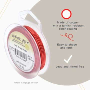 Artistic Wire, 18 Gauge Tarnish Resistant Tinned Copper Craft Wire, Silver Color, 4 yd