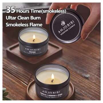 Vanilla & Jasmine & Rose Scented Candle Gifts for Women （2 Pack） - 2 Oz - 15 Hour Burn Time Long Lasting Candle，All Natural, Soy Candles, Soothe