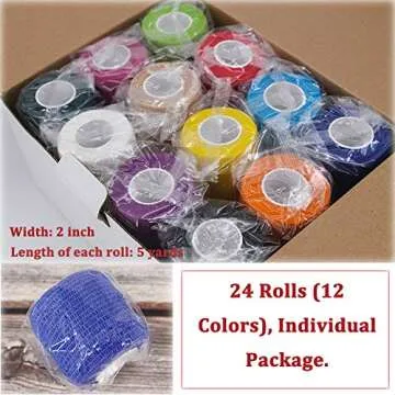 24 Pack Breathable Self Adherent Wrap, Athletic Elastic Non Woven Cohesive Bandage for Sports, First...