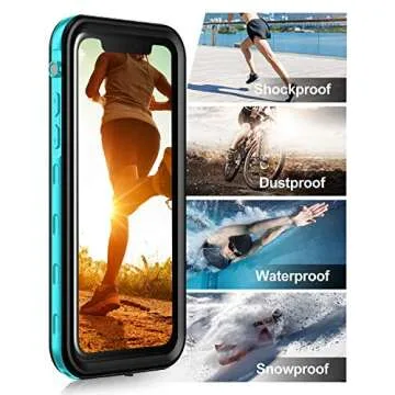 Janazan iPhone Xs Max Waterproof Case, IP68 Full Sealed Drop Resistant Protective Cover, Waterproof Shockproof Snowproof Dirtproof for Outdoor Sports [6.5 inch] (Blue)