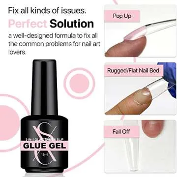 SXC Cosmetics 3 in 1 Nail Glue Gel for All Nail Applications