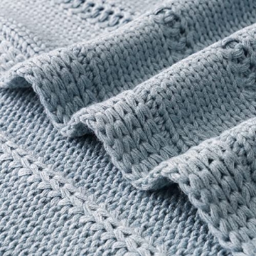 RECYCO Soft Cable Knit Blue Blanket for Cozy Comfort