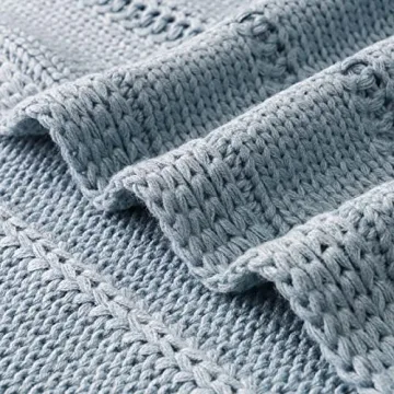 RECYCO Soft Cable Knit Blue Blanket for Cozy Comfort