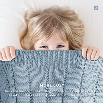 RECYCO Soft Cable Knit Blue Blanket for Cozy Comfort