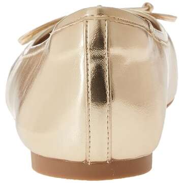 The Drop Women's Pepper Ballet Flat with Bow, Gold, 6.5