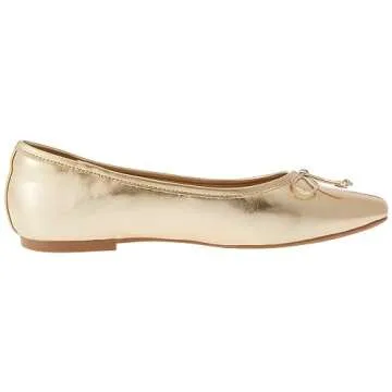 The Drop Women's Pepper Ballet Flat with Bow, Gold, 6.5