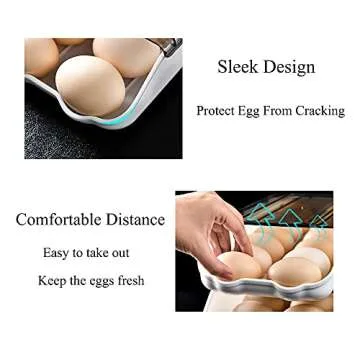 GENGCANG Egg Holder for Refrigerator Egg Tray Auto Scrolling Down for Refrigerator Smart Stackable Antislip Egg Container for Refrigerator with Lid Clear Plastic 2 PICS/Package hold 28 Eggs