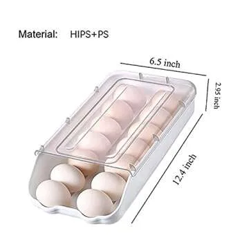 GENGCANG Egg Holder for Refrigerator Egg Tray Auto Scrolling Down for Refrigerator Smart Stackable Antislip Egg Container for Refrigerator with Lid Clear Plastic 2 PICS/Package hold 28 Eggs