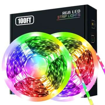 Zavjyet LED Strip Lights, 100ft (2 Rolls of 50ft) Rope Light with 44-Key Remote, RGB 5050 Color Chan...