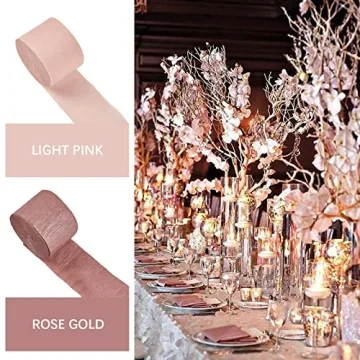 PartyWoo Crepe Paper Streamers in Rose Gold & Pink